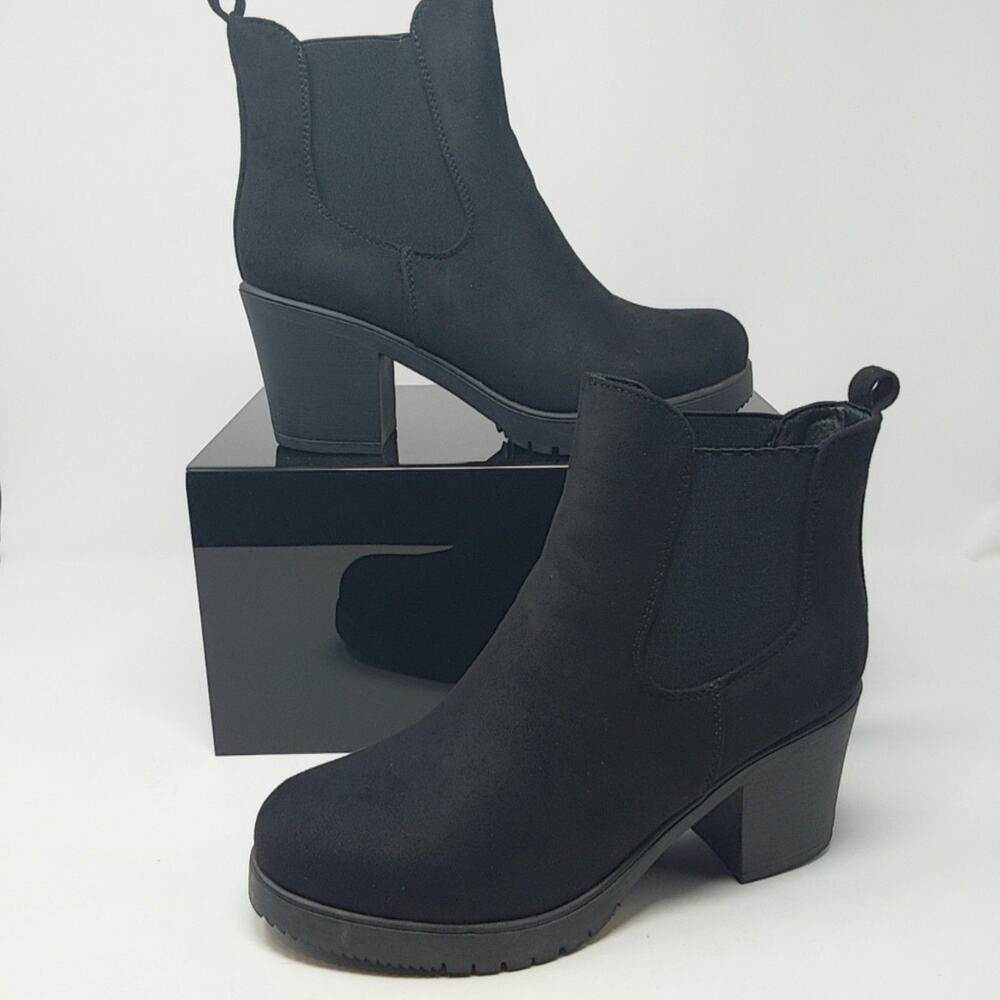 Dream Pairs Boots Womens Size 9 40.5 Black Chelsea Ankle Block Heel FRE